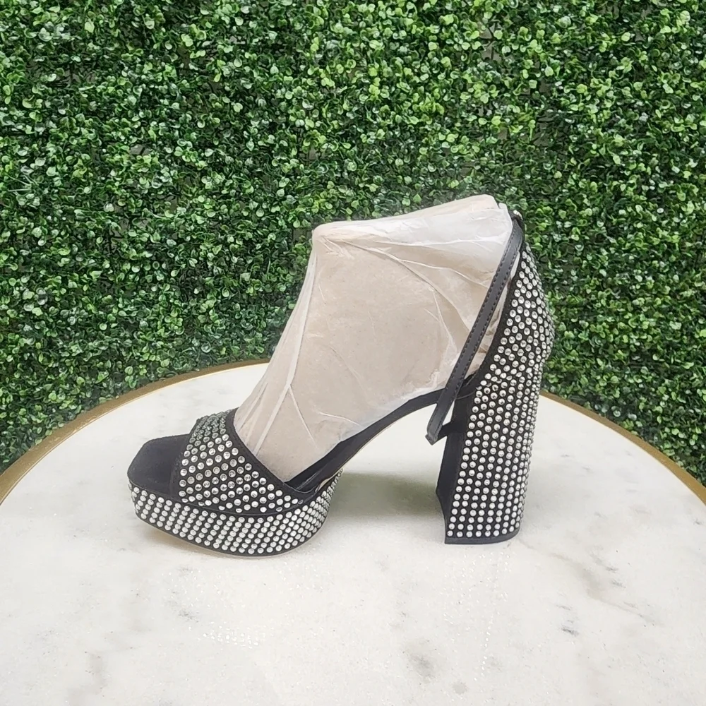 Sam Edelman Nellie Glitz Platform Black Sandals - 150th Anniversary Exclusive - Picture 3 of 6